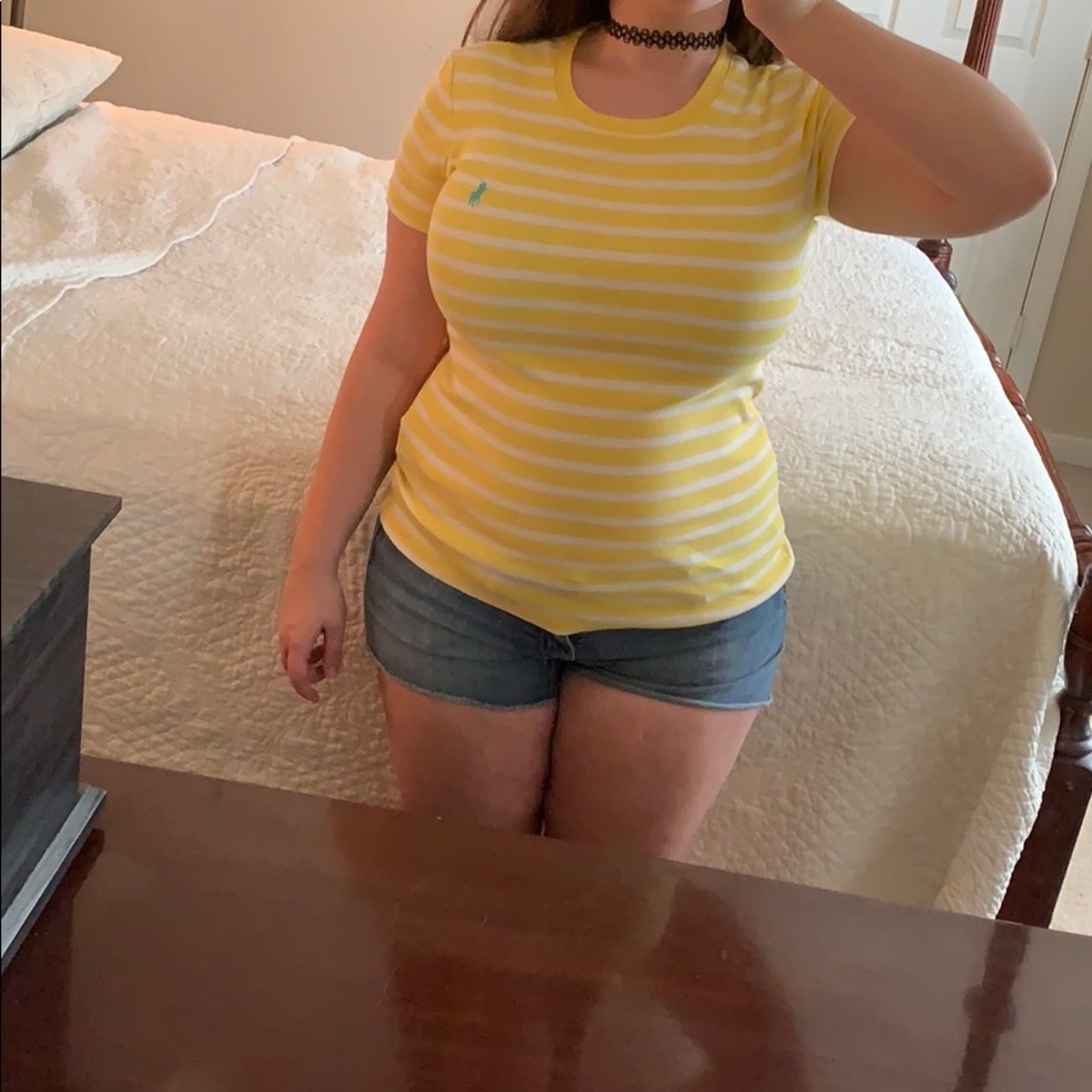 Yellow And White Striped Ralph Lauren Tee